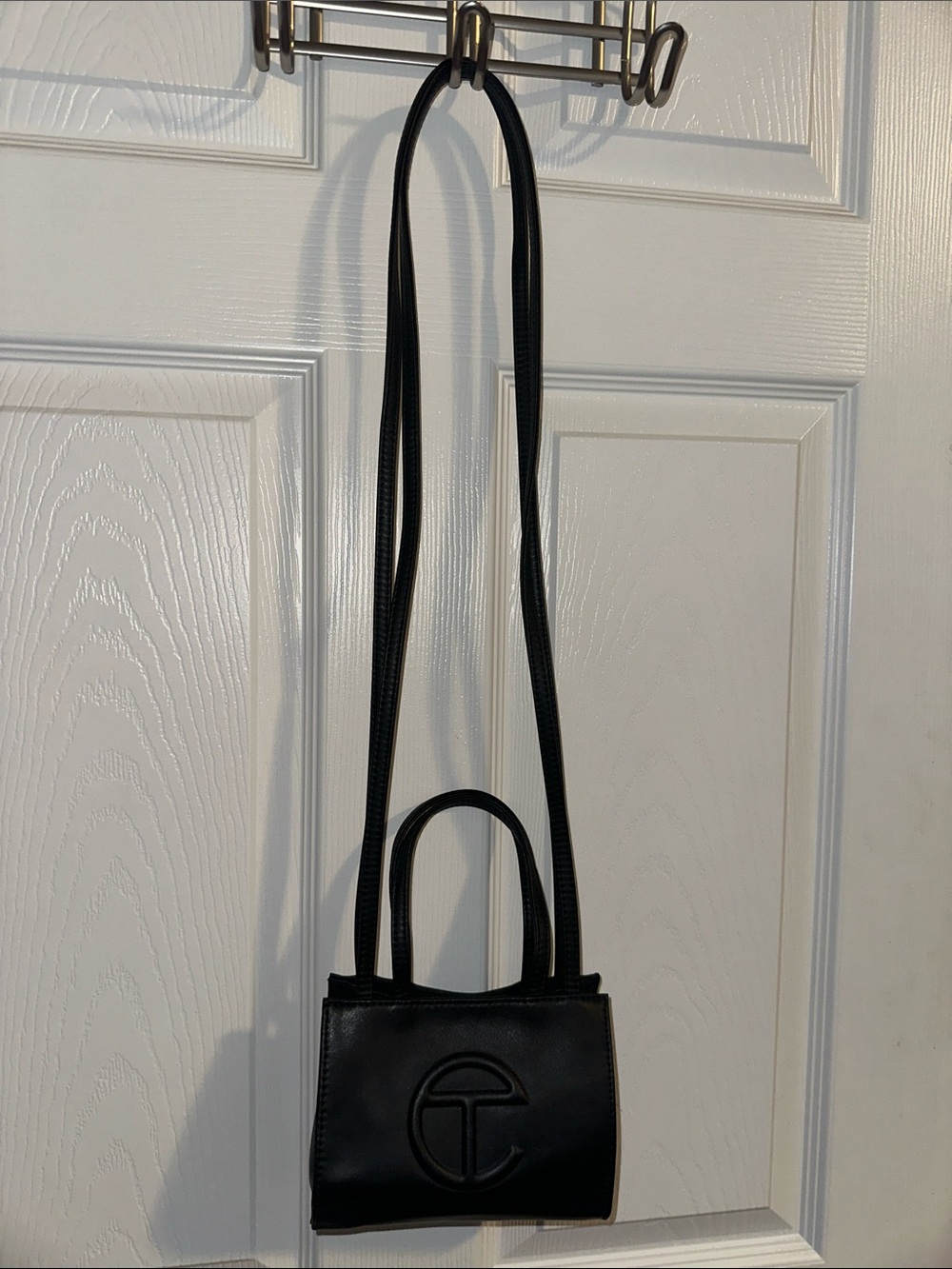 Sleek Telfar Black Crossbody Bag with Top Handles